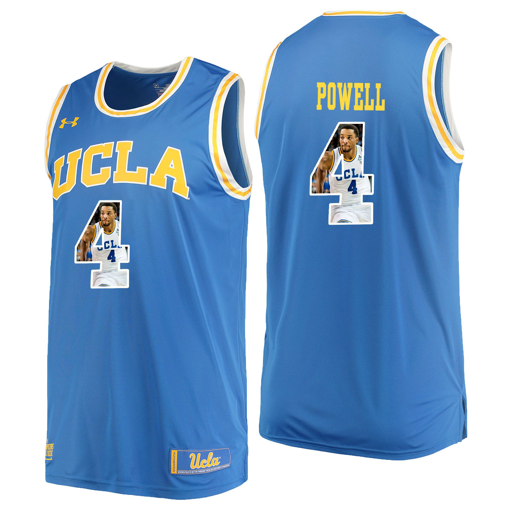 Men UCLA UA #4 Powell Light Blue Fashion Edition Customized NCAA Jerseys